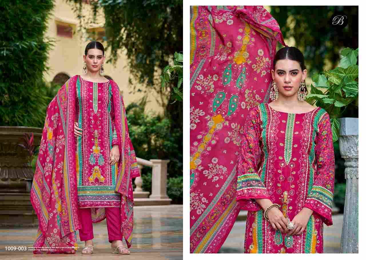 Sanjeeda By Belliza 1009-001 To 1009-006 Series Beautiful Festive Suits Colorful Stylish Fancy Casual Wear & Ethnic Wear Pure Jam Cotton Print With Embroidered Dresses At Wholesale Price