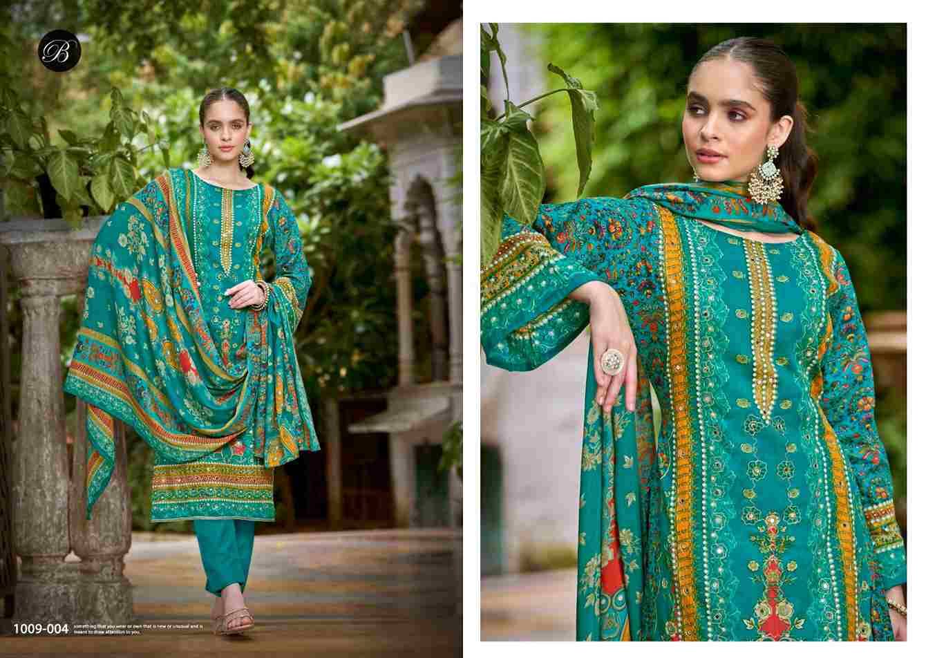 Sanjeeda By Belliza 1009-001 To 1009-006 Series Beautiful Festive Suits Colorful Stylish Fancy Casual Wear & Ethnic Wear Pure Jam Cotton Print With Embroidered Dresses At Wholesale Price