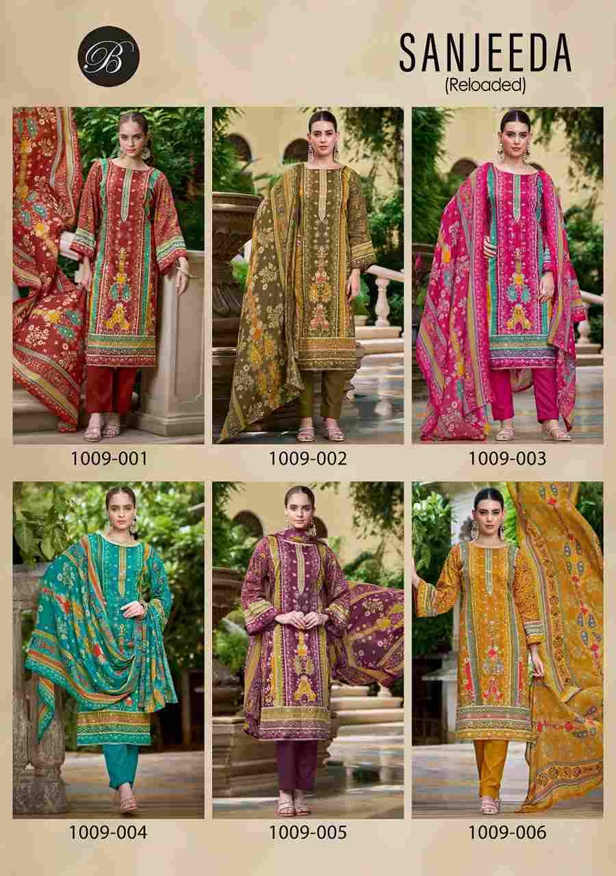 Sanjeeda By Belliza 1009-001 To 1009-006 Series Beautiful Festive Suits Colorful Stylish Fancy Casual Wear & Ethnic Wear Pure Jam Cotton Print With Embroidered Dresses At Wholesale Price