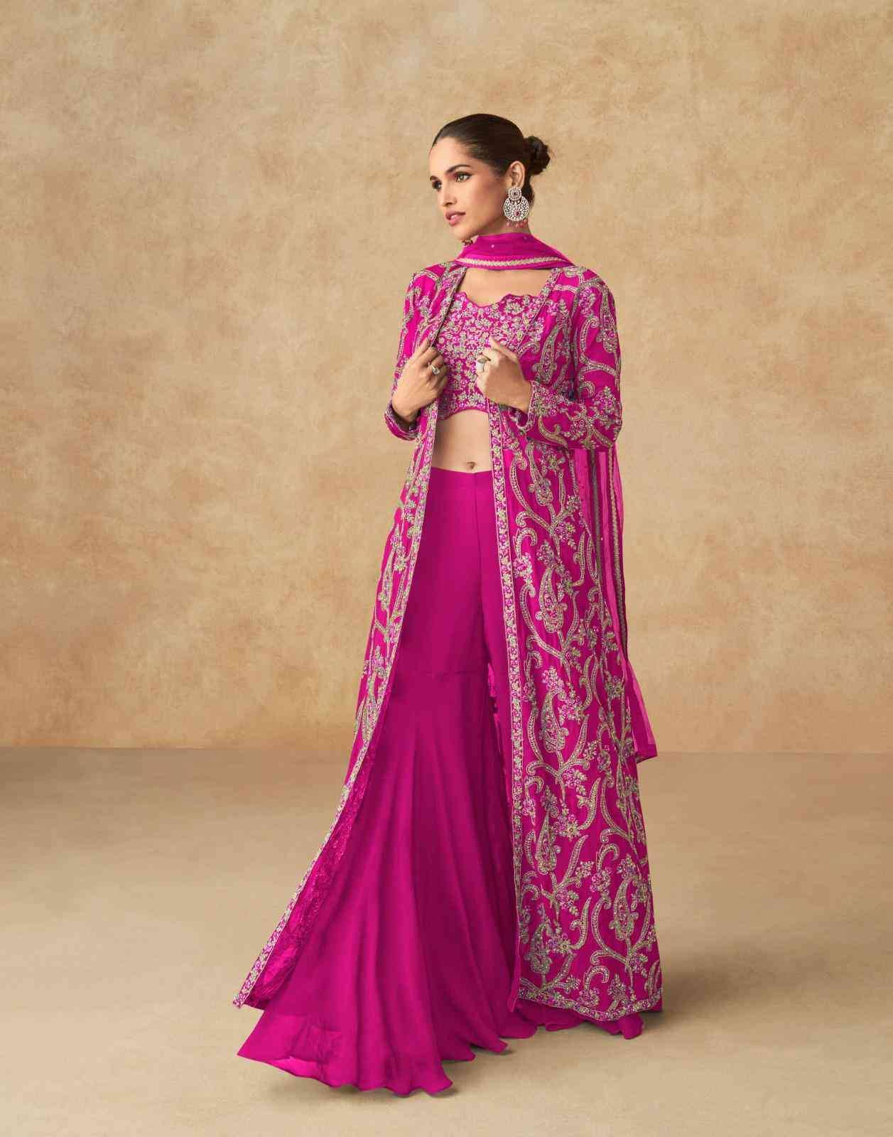 Purple By Aashirwad Creation 10114 To 10116 Series Designer Stylish Fancy Colorful Beautiful Party Wear & Ethnic Wear Collection Georgette Dresses With Jackets At Wholesale Price