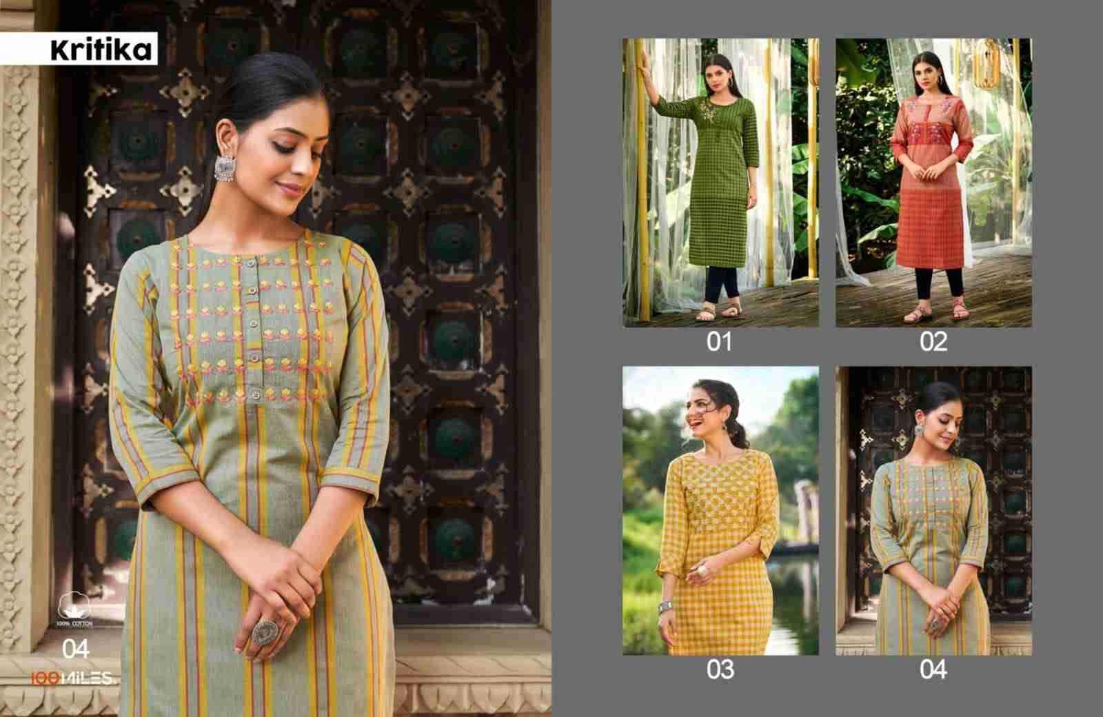 Kritika By 100 Miles 01 To 04 Series Designer Stylish Fancy Colorful Beautiful Party Wear & Ethnic Wear Collection Pure Cotton Kurtis At Wholesale Price