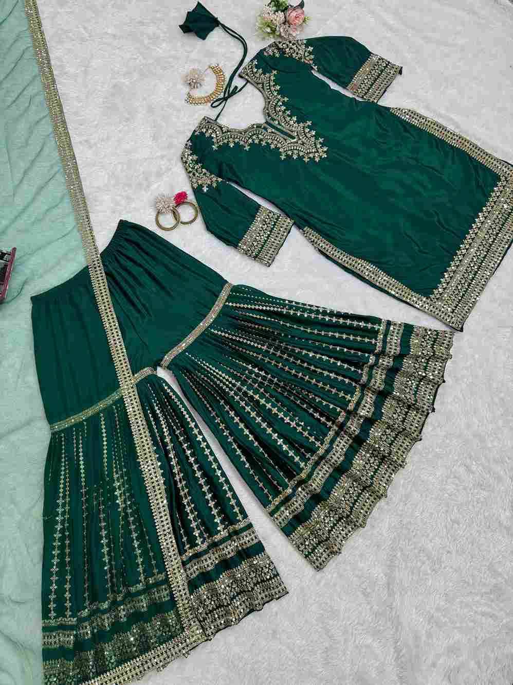 R-5798 By Fashid Wholesale Sharara Beautiful Stylish Fancy Colorful Casual Wear & Ethnic Wear Chinnon Silk Dresses At Wholesale Price