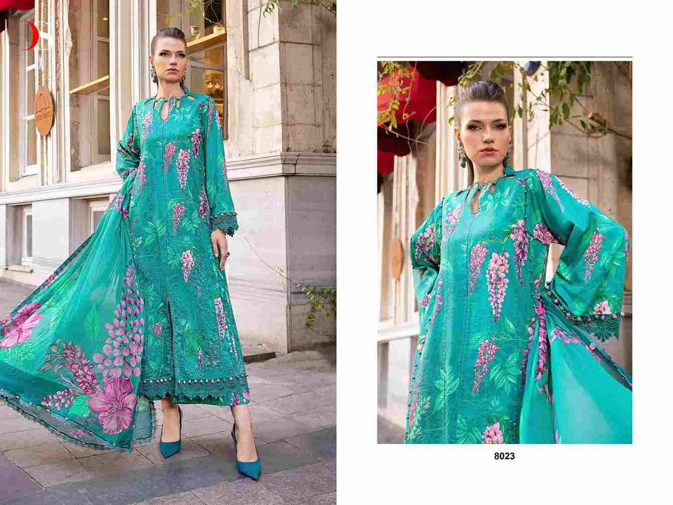 Maria.B. Mprint-24 Vol-5 By Deepsy Suits 8021 To 8026 Series Pakistani Stylish Beautiful Colourful Printed & Embroidered Party Wear & Occasional Wear Pure Cotton Dresses At Wholesale Price