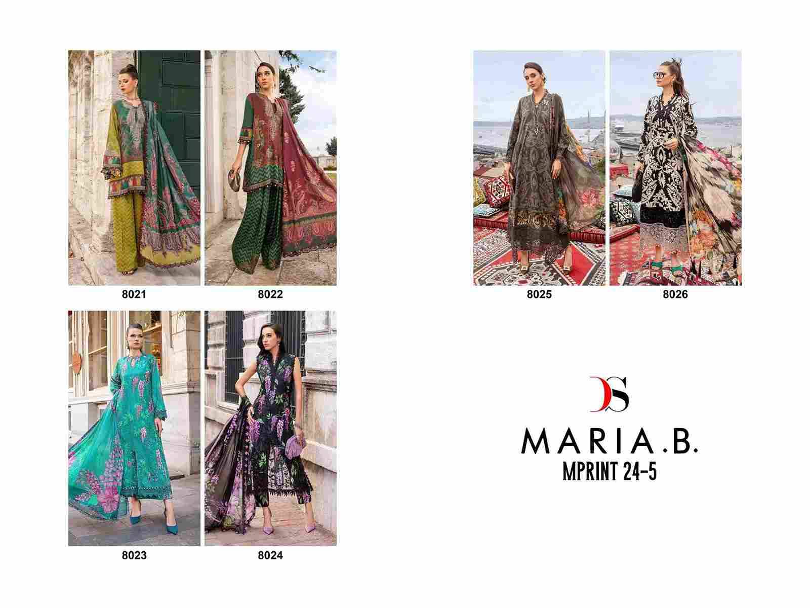 Maria.B. Mprint-24 Vol-5 By Deepsy Suits 8021 To 8026 Series Pakistani Stylish Beautiful Colourful Printed & Embroidered Party Wear & Occasional Wear Pure Cotton Dresses At Wholesale Price