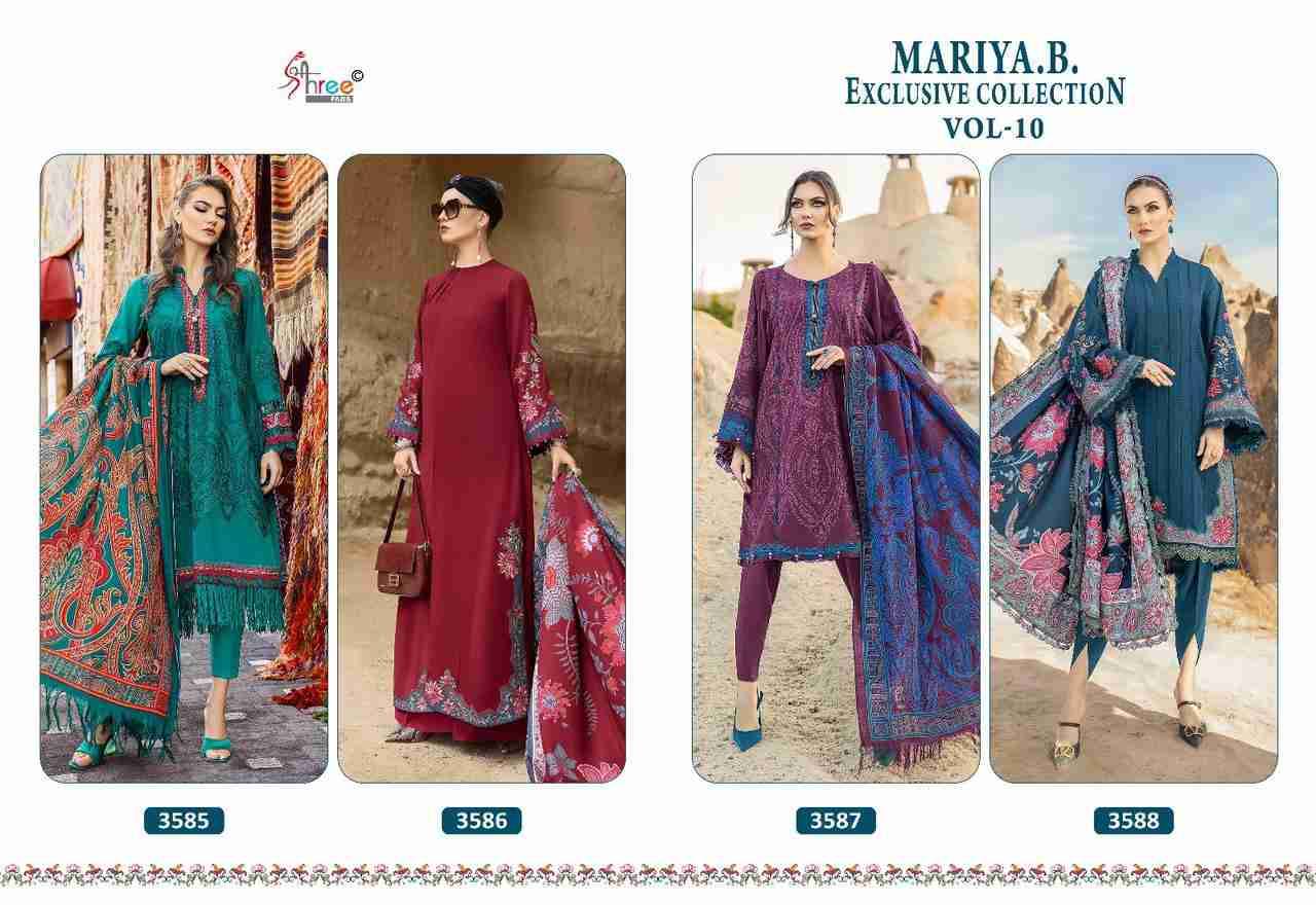 Mariya.B. Exclusive Collection Vol-10 By Shree Fabs 3585 To 3588 Series Beautiful Pakistani Suits Colorful Stylish Fancy Casual Wear & Ethnic Wear Rayon Cotton With Embroidered Dresses At Wholesale Price