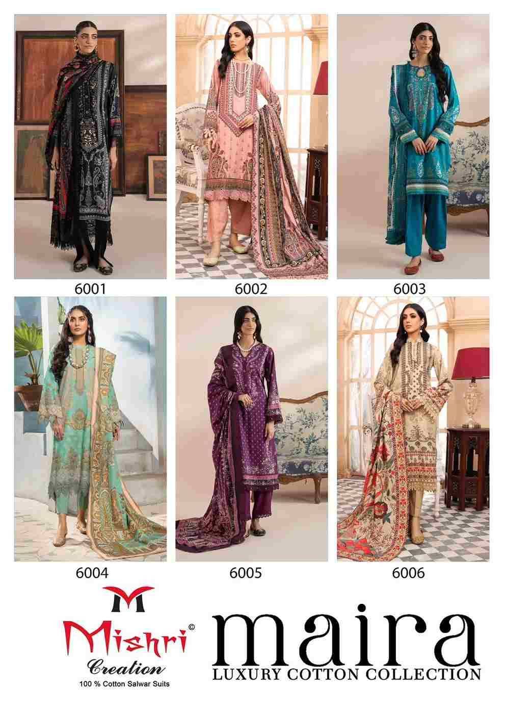 Maira By Mishri 6001 To 6006 Series Beautiful Suits Stylish Colorful Fancy Casual Wear & Ethnic Wear Heavy Cotton Print Dresses At Wholesale Price