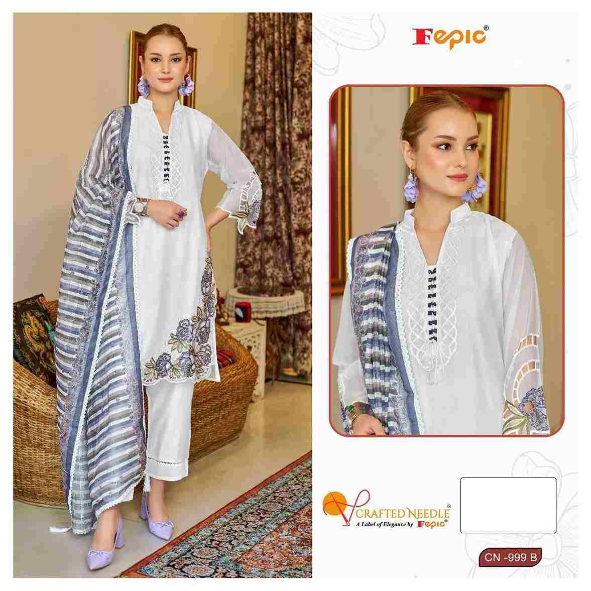 Fepic 999 Colours By Fepic 999-A To 999-C Series Beautiful Pakistani Suits Colorful Stylish Fancy Casual Wear & Ethnic Wear Organza Embroidered Dresses At Wholesale Price