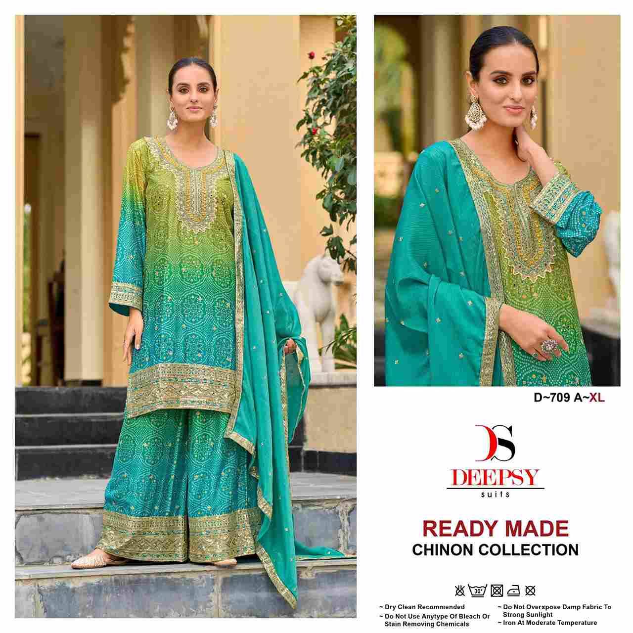 Deepsy Hit Design 709 Colours By Deepsy Suits 709-A To 709-C Series Designer Pakistani Suits Collection Beautiful Stylish Fancy Colorful Party Wear & Occasional Wear Pure Chinnon Dresses At Wholesale Price