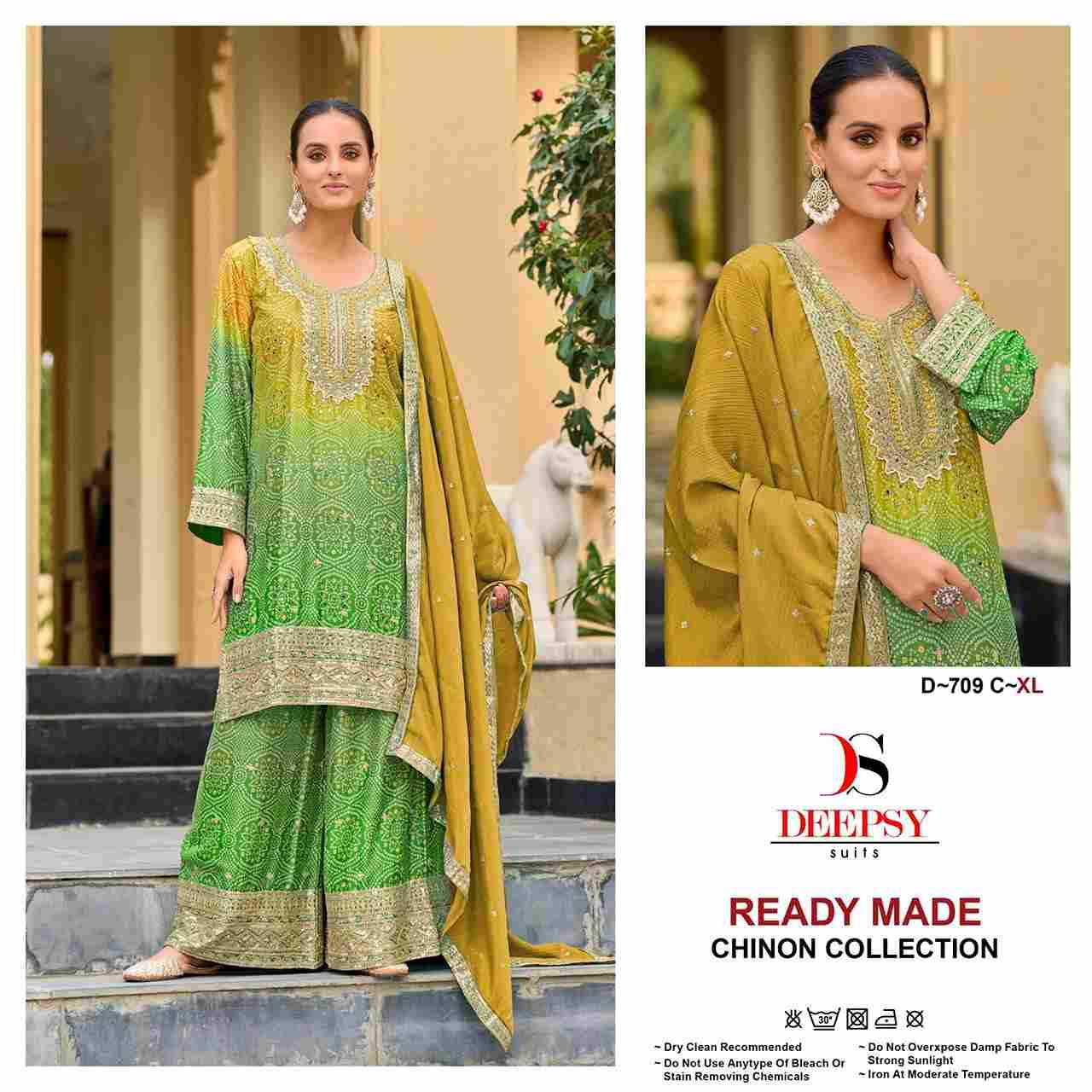 Deepsy Hit Design 709 Colours By Deepsy Suits 709-A To 709-C Series Designer Pakistani Suits Collection Beautiful Stylish Fancy Colorful Party Wear & Occasional Wear Pure Chinnon Dresses At Wholesale Price