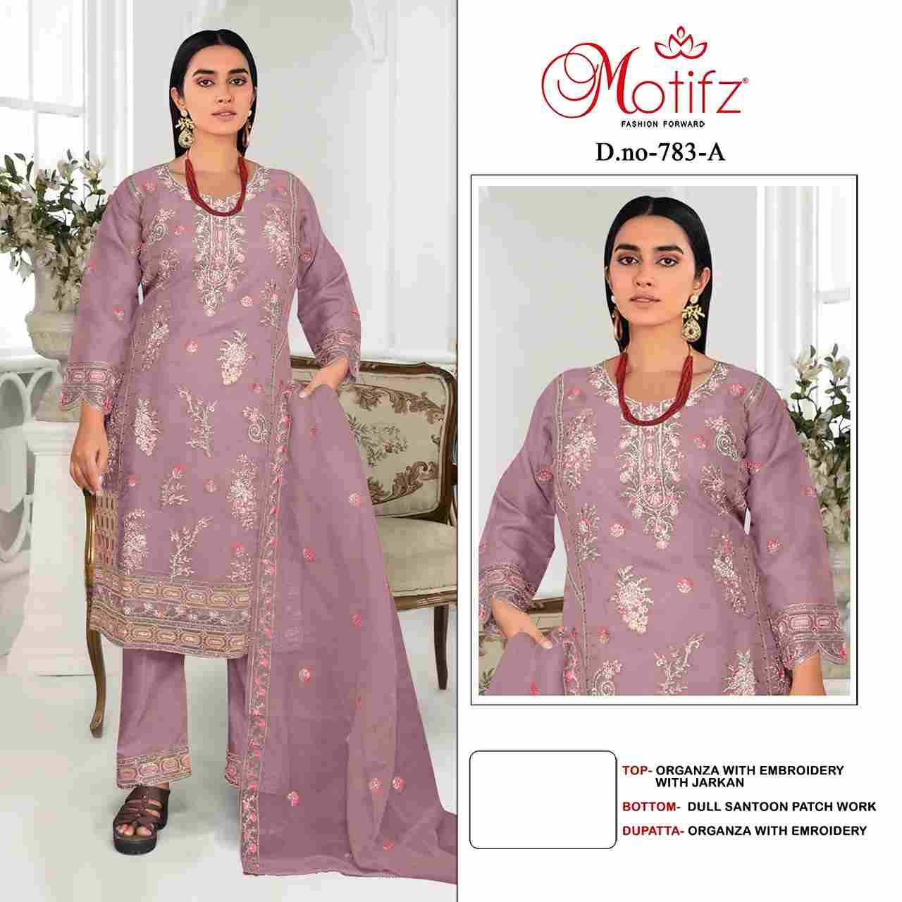 Motifz Hit Design 783 Colours By Motifz 783-A To 783-D Series Beautiful Pakistani Suits Colorful Stylish Fancy Casual Wear & Ethnic Wear Organza Dresses At Wholesale Price