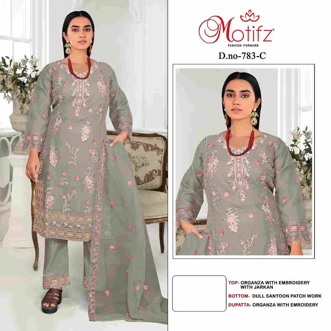 Motifz Hit Design 783 Colours By Motifz 783-A To 783-D Series Beautiful Pakistani Suits Colorful Stylish Fancy Casual Wear & Ethnic Wear Organza Dresses At Wholesale Price