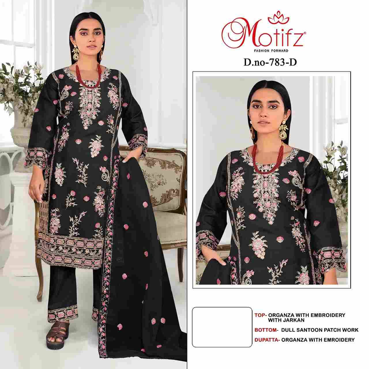 Motifz Hit Design 783 Colours By Motifz 783-A To 783-D Series Beautiful Pakistani Suits Colorful Stylish Fancy Casual Wear & Ethnic Wear Organza Dresses At Wholesale Price