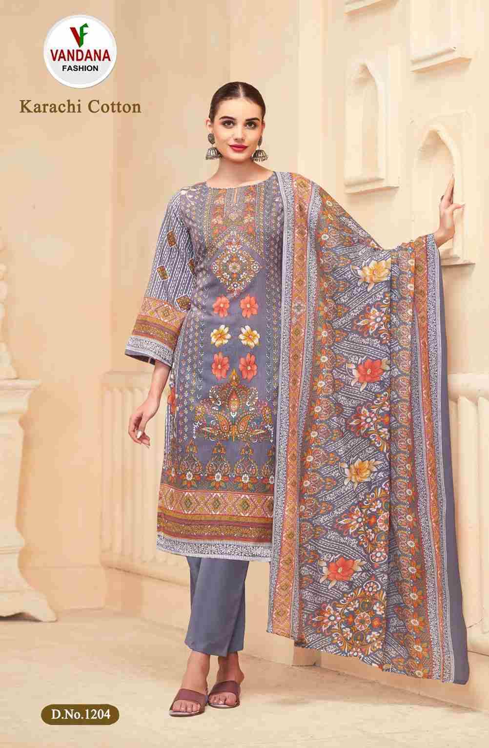 Karachi Cotton Vol-12 By Vandana Fashion 1201 To 1208 Series Beautiful Festive Suits Stylish Fancy Colorful Casual Wear & Ethnic Wear Cotton Print Dresses At Wholesale Price