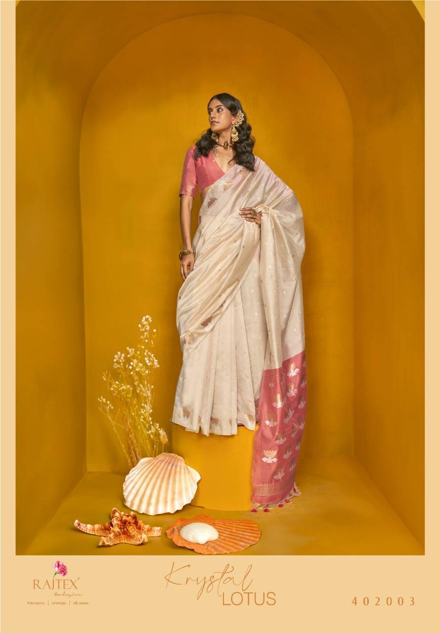 Krystal Lotus By Raj Tex 402001 To 402006 Series Indian Traditional Wear Collection Beautiful Stylish Fancy Colorful Party Wear & Occasional Wear Tussar Silk Sarees At Wholesale Price