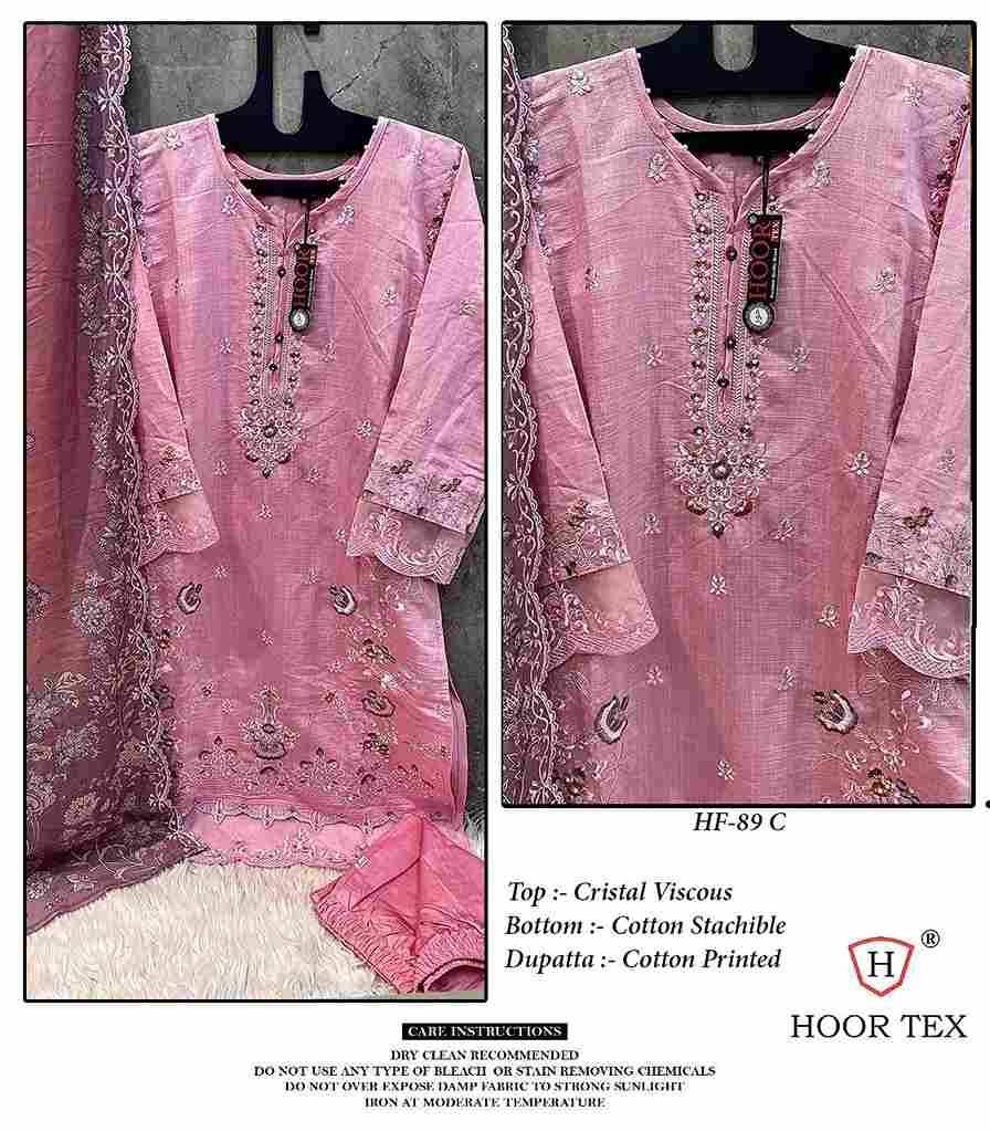 Hoor Tex Hit Design HF-89 Colours By Hoor Tex HF-89-A To HF-89-D Series Designer Festive Pakistani Suits Collection Beautiful Stylish Fancy Colorful Party Wear & Occasional Wear Viscose Embroidered Dresses At Wholesale Price