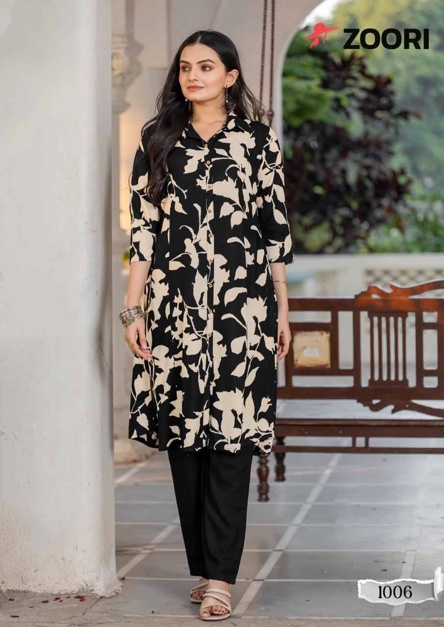 Alexa Vol-2 By Zoori 1005 To 1010 Series Designer Stylish Fancy Colorful Beautiful Party Wear & Ethnic Wear Collection Rayon Print Kurtis With Bottom At Wholesale Price