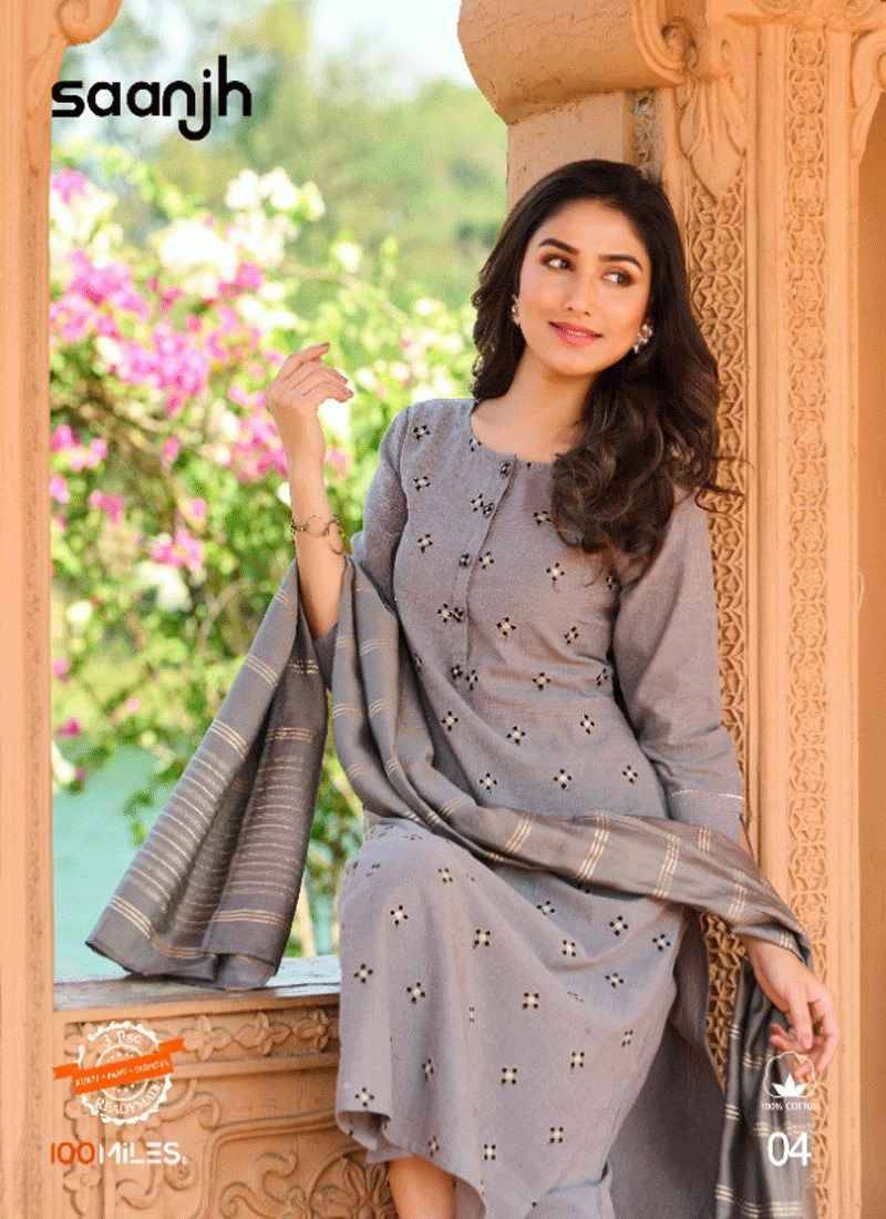 Saanjh By 100 Miles 01 To 04 Series Designer Festive Suits Beautiful Fancy Colorful Stylish Party Wear & Occasional Wear Pure Cotton Dresses At Wholesale Price