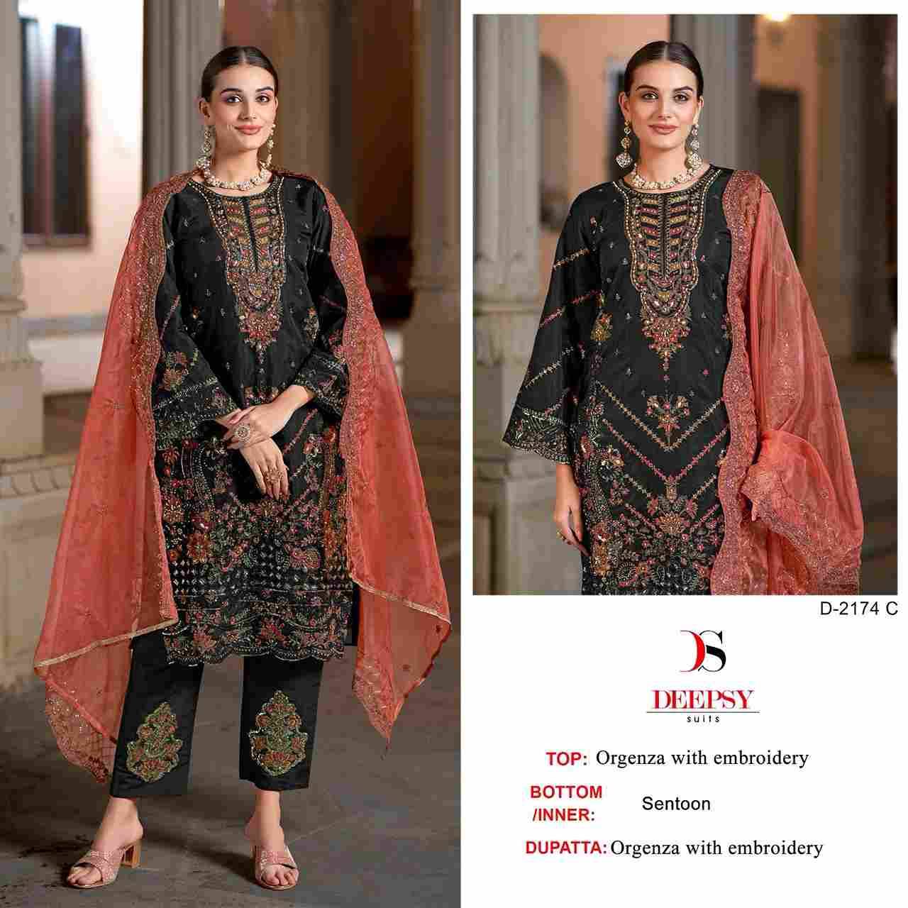 Deepsy Hit Design 2174 Colours By Deepsy Suits 2174-A To 2174-D Series Beautiful Pakistani Suits Colorful Stylish Fancy Casual Wear & Ethnic Wear Organza Embroidered Dresses At Wholesale Price