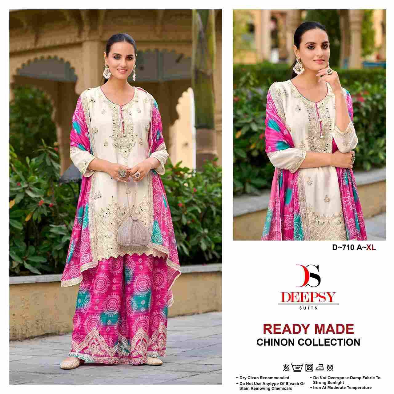 Deepsy Hit Design 710 Colours By Deepsy Suits 710-A To 710-D Series Designer Pakistani Suits Collection Beautiful Stylish Fancy Colorful Party Wear & Occasional Wear Pure Chinnon Dresses At Wholesale Price