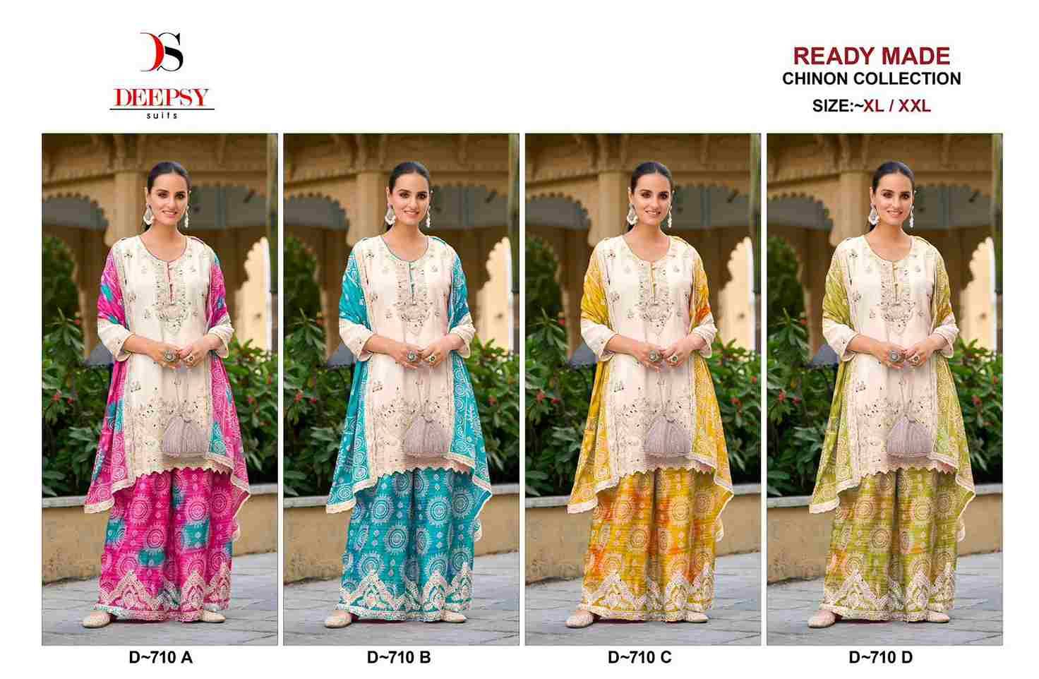 Deepsy Hit Design 710 Colours By Deepsy Suits 710-A To 710-D Series Designer Pakistani Suits Collection Beautiful Stylish Fancy Colorful Party Wear & Occasional Wear Pure Chinnon Dresses At Wholesale Price