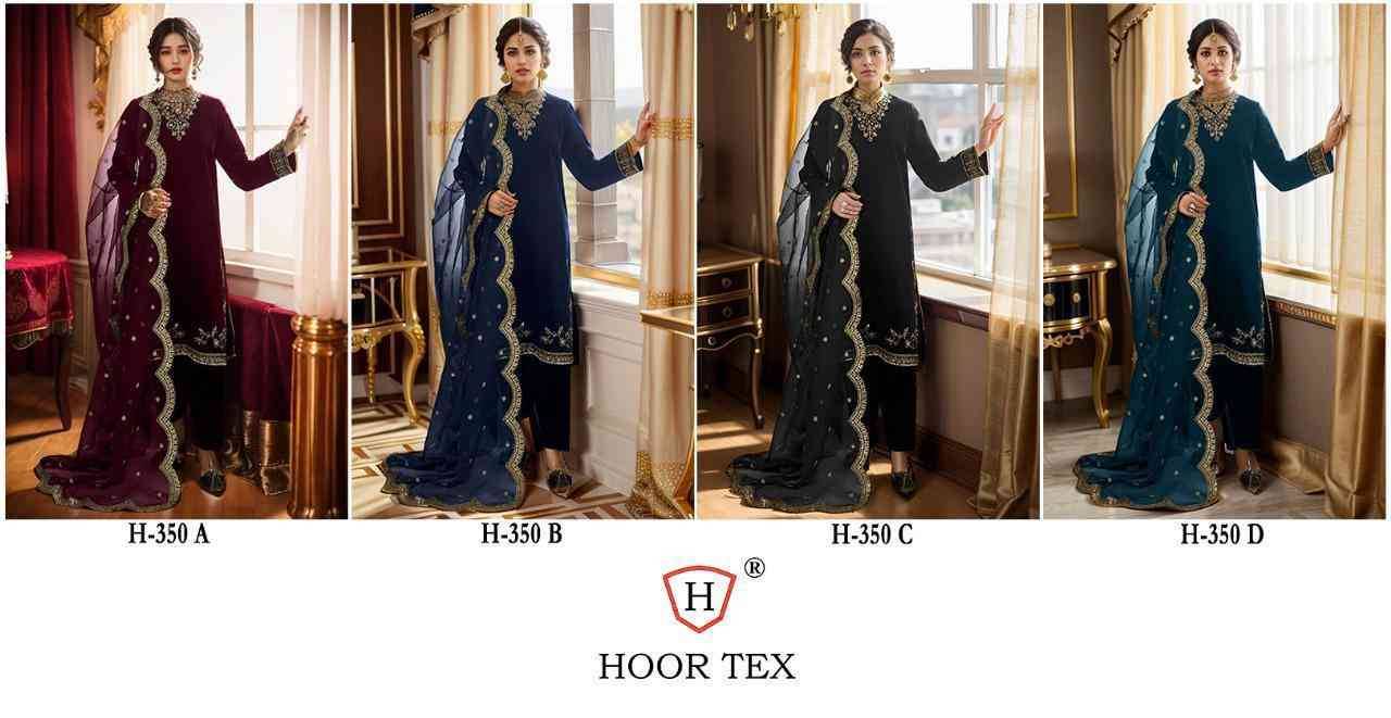 Hoor Tex Hit Design H-350 Colours By Hoor Tex H-350-A To H-350-D Series Designer Festive Pakistani Suits Collection Beautiful Stylish Fancy Colorful Party Wear & Occasional Wear Heavy Velvet With Embroidered Dresses At Wholesale Price
