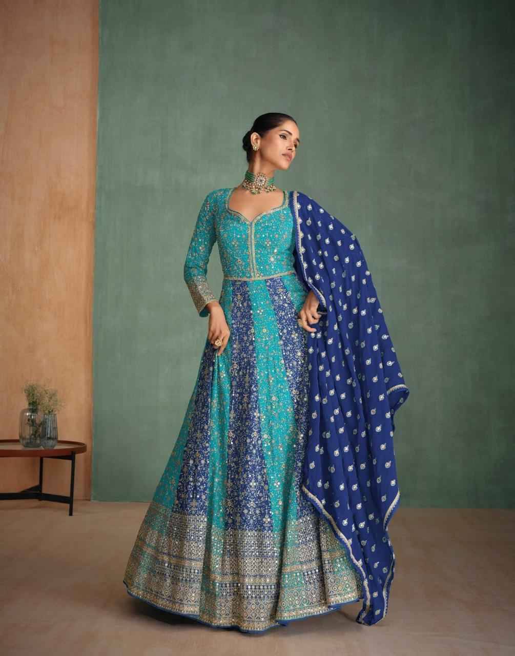 Rang Rasiya By Sayuri Designer Stylish Fancy Colorful Beautiful Party Wear & Ethnic Wear Collection Georgette Gown With Dupatta At Wholesale Price