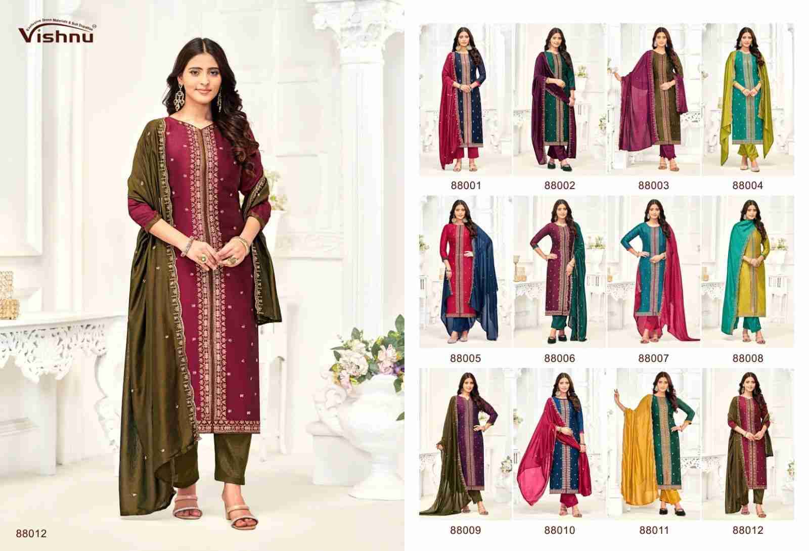 Inaayat By Vishnu 88001 To 88012 Series Beautiful Stylish Festive Suits Fancy Colorful Casual Wear & Ethnic Wear & Ready To Wear Vichitra Silk Print Dresses At Wholesale Price