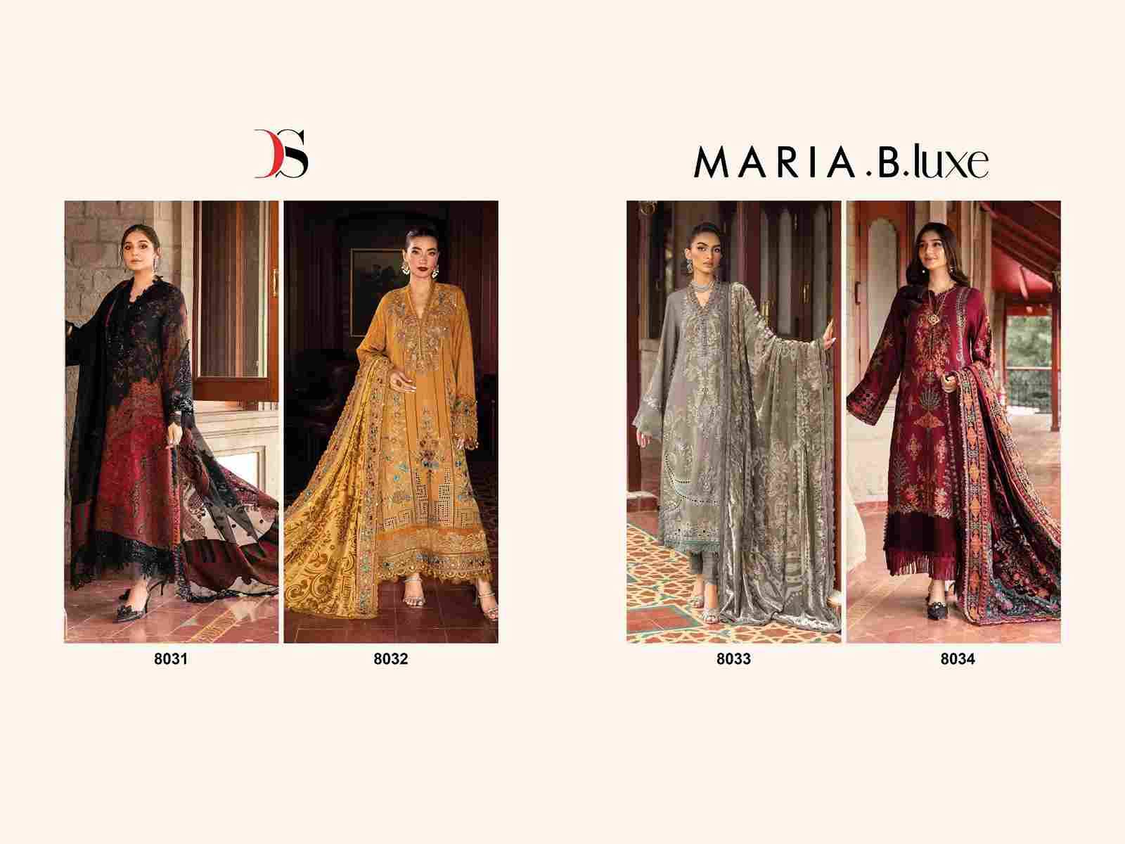 Maria.B.Luxe By Deepsy Suits 8031 To 8034 Series Pakistani Stylish Beautiful Colourful Printed & Embroidered Party Wear & Occasional Wear Pure Cotton Dresses At Wholesale Price