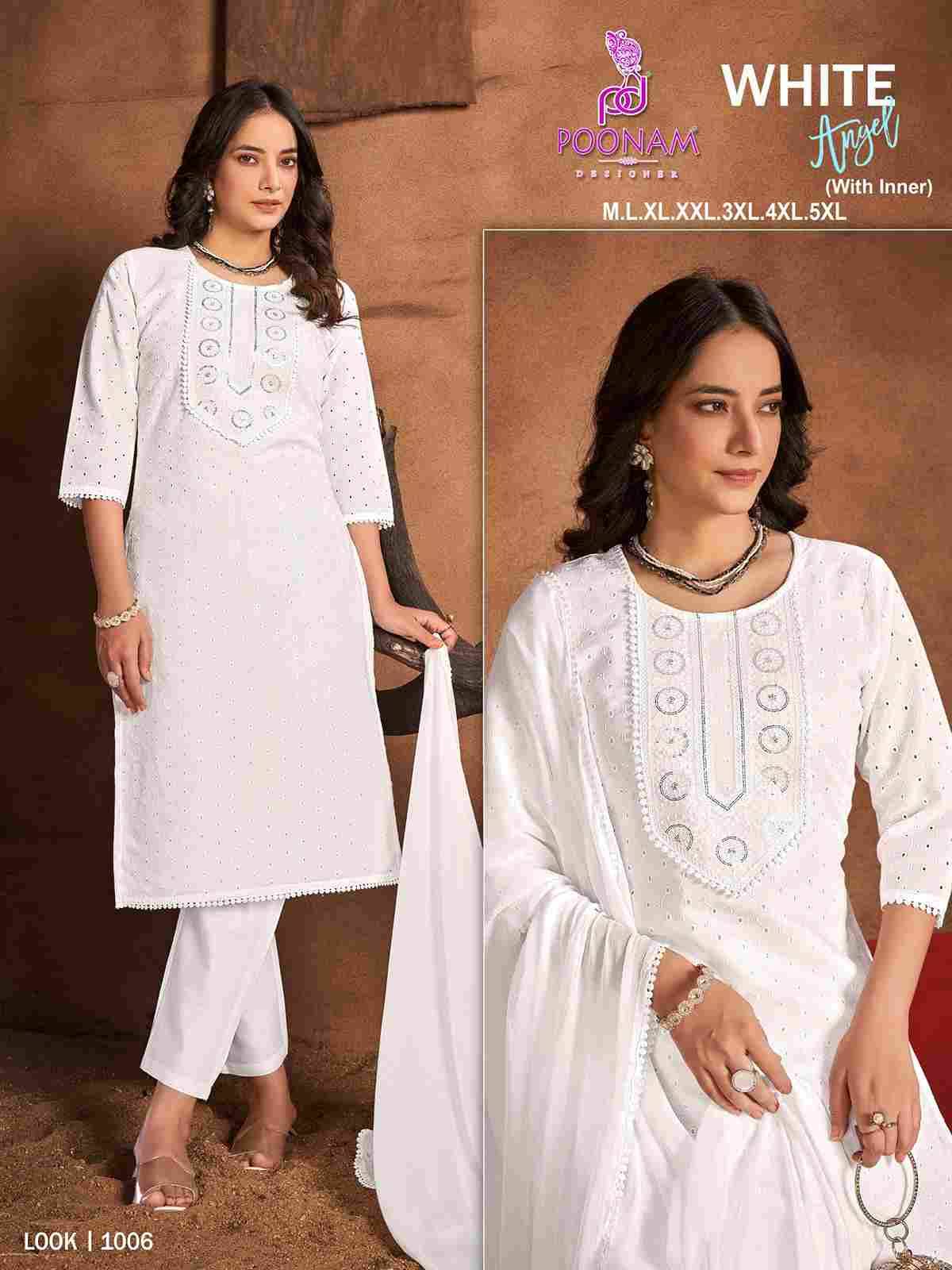 White Angel By Poonam Designer 1001 To 1006 Series Designer Stylish Fancy Colorful Beautiful Party Wear & Ethnic Wear Collection Cotton With Work Dresses At Wholesale Price