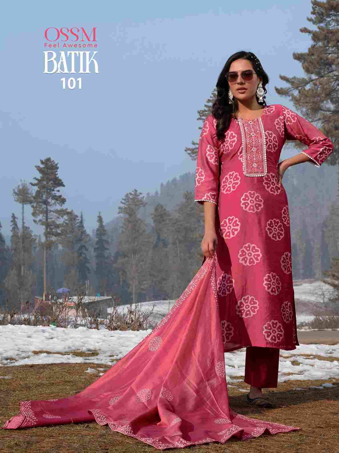 Batik Vol-4 By Ossm 101 To 106 Series Beautiful Stylish Festive Suits Fancy Colorful Casual Wear & Ethnic Wear & Ready To Wear Pure Chanderi Dresses At Wholesale Price