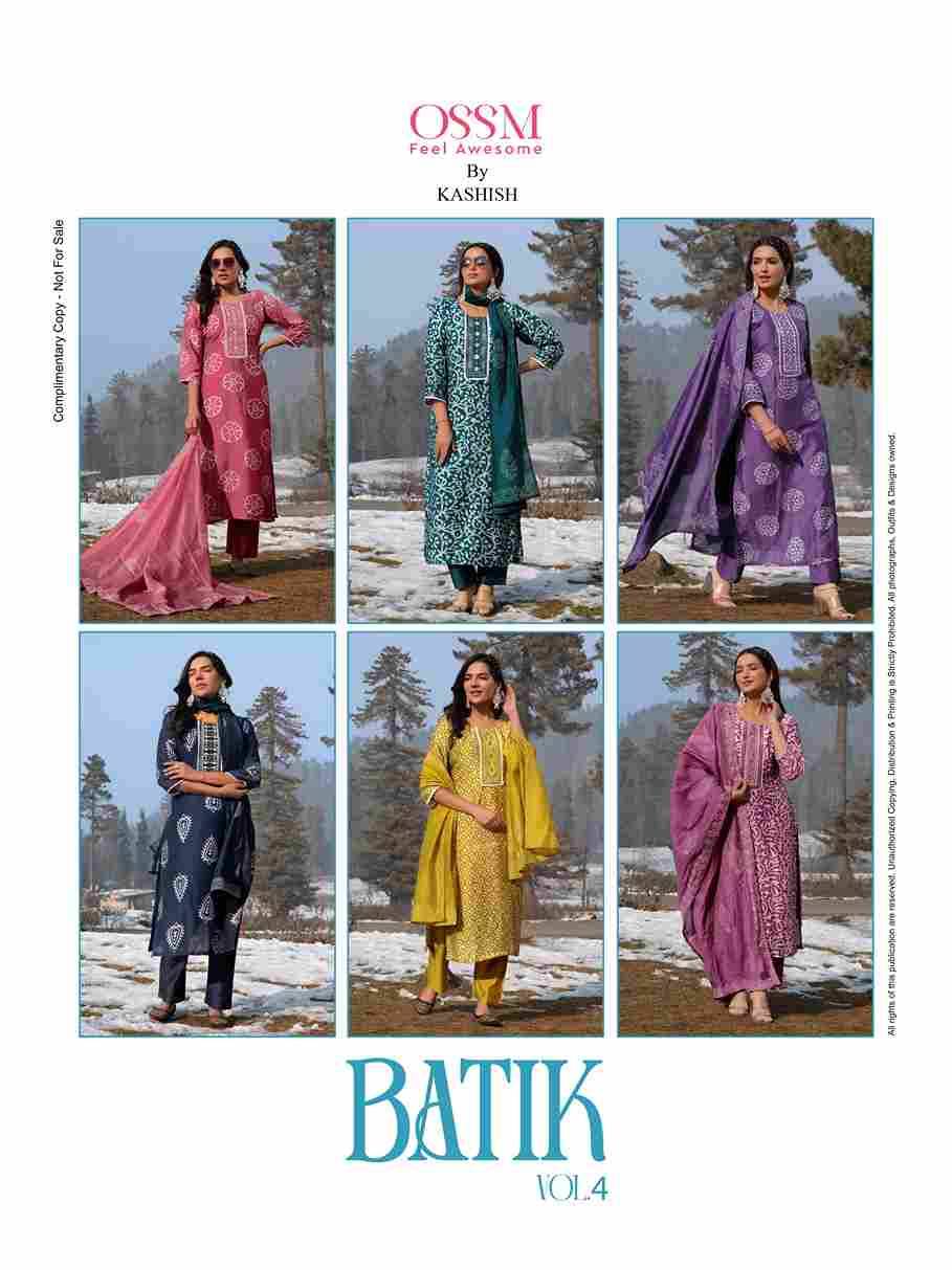 Batik Vol-4 By Ossm 101 To 106 Series Beautiful Stylish Festive Suits Fancy Colorful Casual Wear & Ethnic Wear & Ready To Wear Pure Chanderi Dresses At Wholesale Price