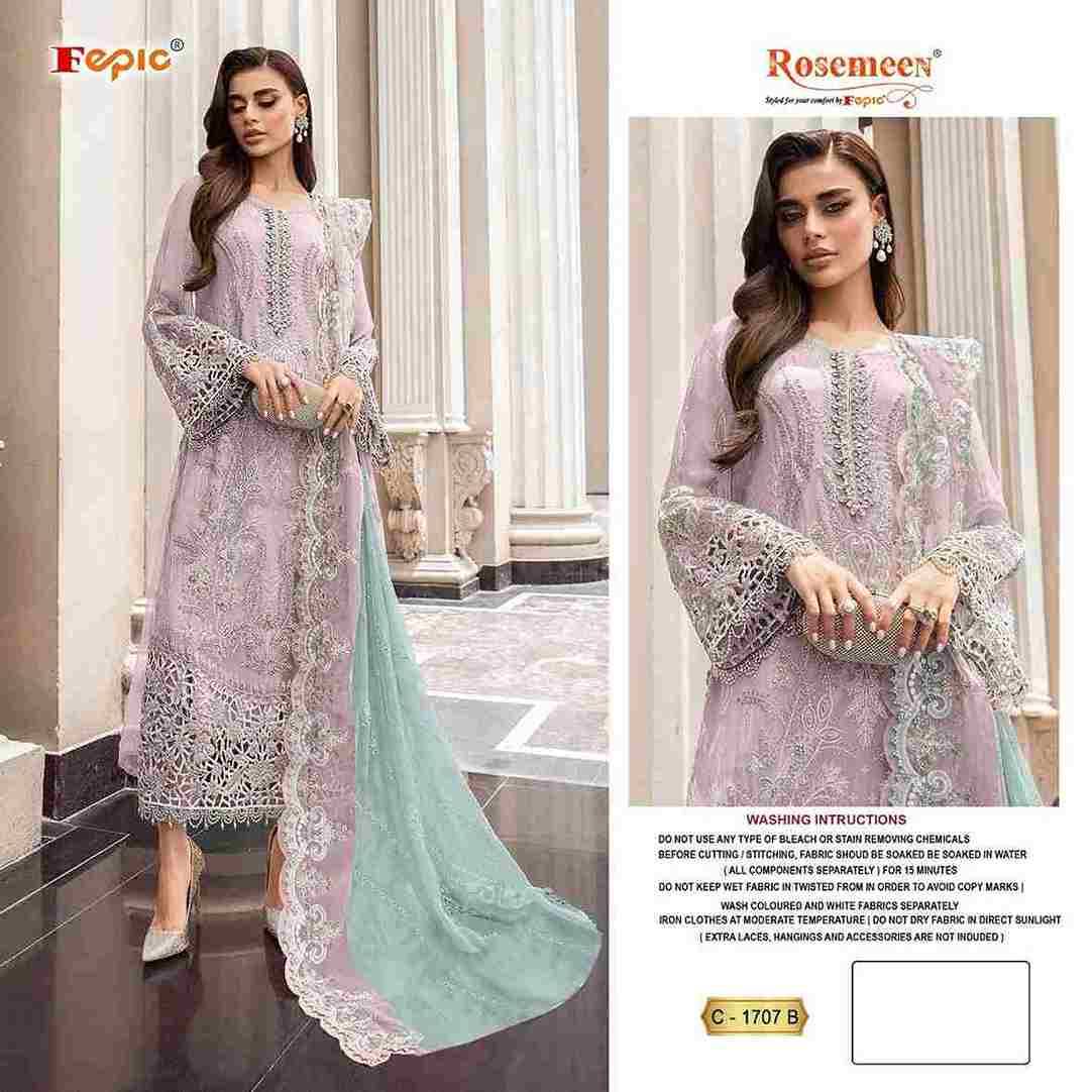 Fepic 1707 Colours By Fepic 1707-A To 1707-C Series Beautiful Pakistani Suits Colorful Stylish Fancy Casual Wear & Ethnic Wear Georgette Embroidered Dresses At Wholesale Price