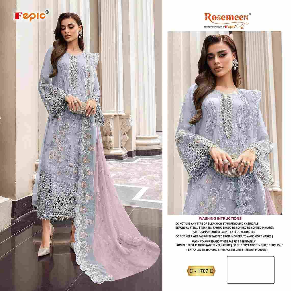 Fepic 1707 Colours By Fepic 1707-A To 1707-C Series Beautiful Pakistani Suits Colorful Stylish Fancy Casual Wear & Ethnic Wear Georgette Embroidered Dresses At Wholesale Price