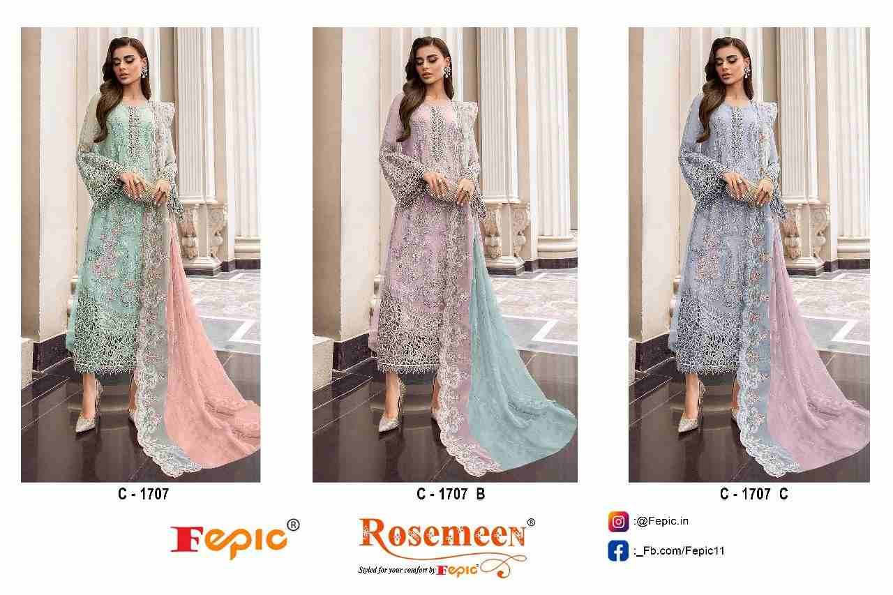 Fepic 1707 Colours By Fepic 1707-A To 1707-C Series Beautiful Pakistani Suits Colorful Stylish Fancy Casual Wear & Ethnic Wear Georgette Embroidered Dresses At Wholesale Price