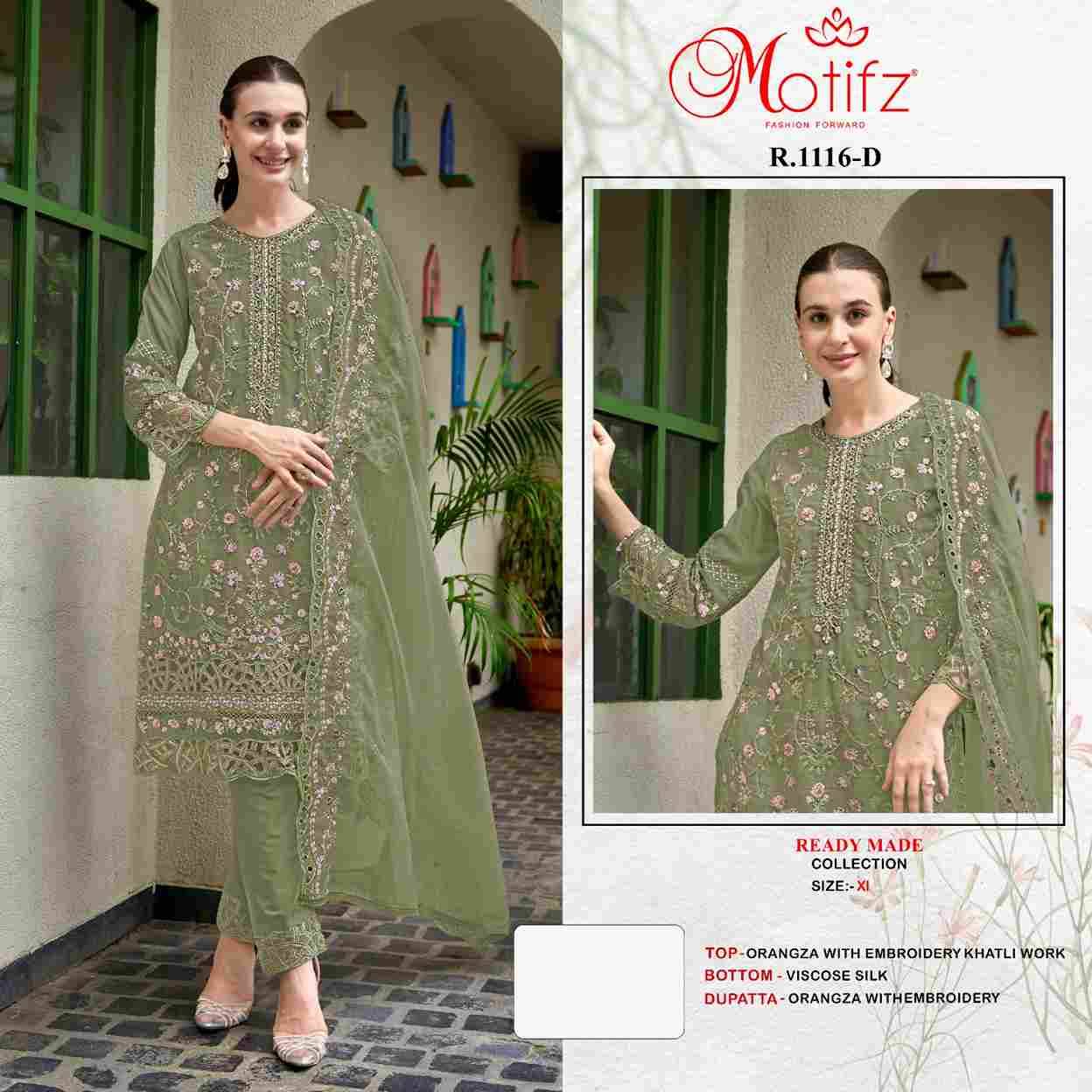 Motifz Hit Design 1116 Colours By Motifz 1116-A To 1116-D Series Beautiful Pakistani Suits Colorful Stylish Fancy Casual Wear & Ethnic Wear Organza Dresses At Wholesale Price