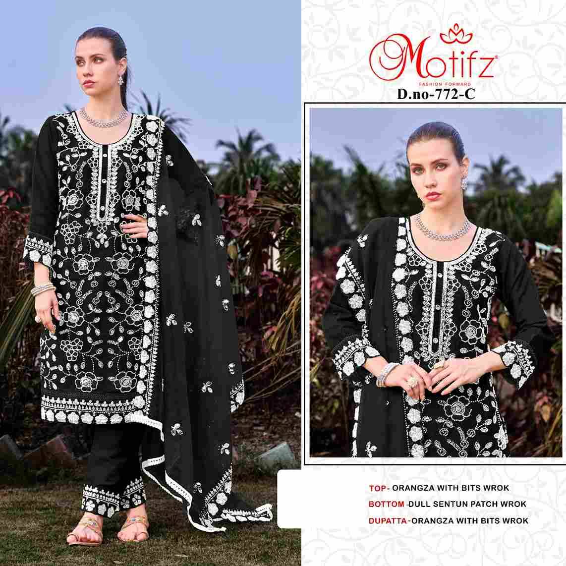 Motifz Hit Design 772 Colours By Motifz 772-A To 772-D Series Beautiful Pakistani Suits Colorful Stylish Fancy Casual Wear & Ethnic Wear Organza Dresses At Wholesale Price