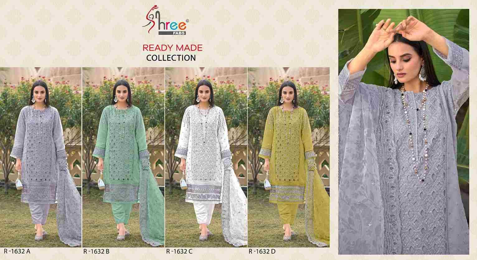 Shree Fabs Hit Design R-1632 Colours By Shree Fabs R-1632-A To R-1632-D Series Beautiful Pakistani Suits Stylish Fancy Colorful Party Wear & Occasional Wear Organza Embroidered Dresses At Wholesale Price