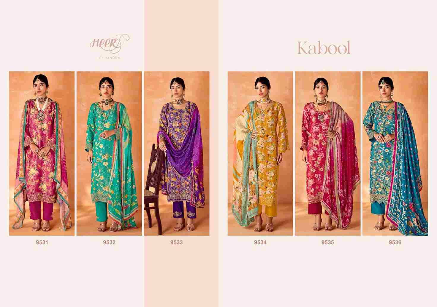 Kabool By Kimora Fashion 9531 To 9536 Series Beautiful Suits Colorful Stylish Fancy Casual Wear & Ethnic Wear Pure Kanjivaram Print Dresses At Wholesale Price