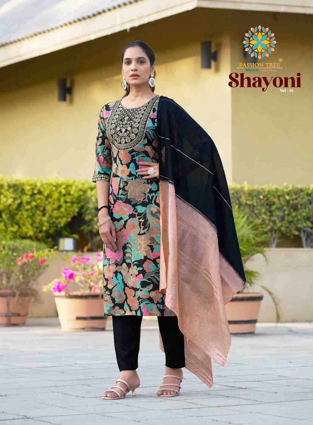 Shayoni Vol-1 By Passion Tree 1001 To 1008 Series Beautiful Stylish Festive Suits Fancy Colorful Casual Wear & Ethnic Wear & Ready To Wear Rayon Work Dresses At Wholesale Price