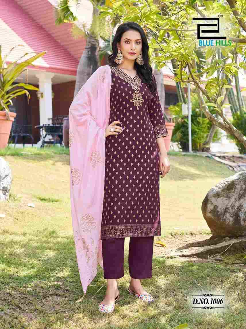 Lakshmi By Blue Hills 1001 To 1008 Series Beautiful Stylish Festive Suits Fancy Colorful Casual Wear & Ethnic Wear & Ready To Wear Rayon Foil Dresses At Wholesale Price