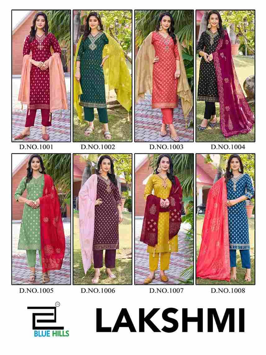 Lakshmi By Blue Hills 1001 To 1008 Series Beautiful Stylish Festive Suits Fancy Colorful Casual Wear & Ethnic Wear & Ready To Wear Rayon Foil Dresses At Wholesale Price