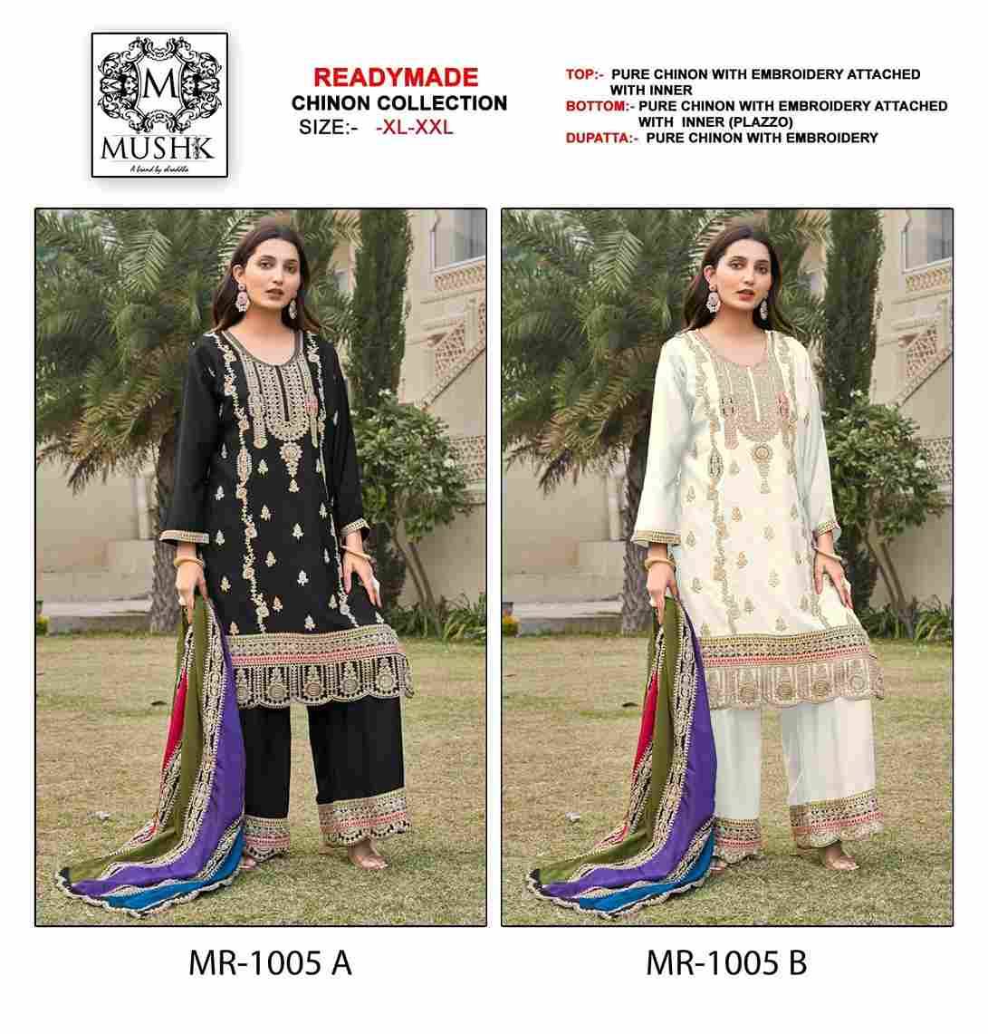 Mushq Hit Design R-1005 Colours By Mushq R-1005-A To R-1005-B Series Beautiful Winter Collection Pakistani Suits Stylish Fancy Colorful Casual Wear & Ethnic Wear Pure Chinnon Embroidery Dresses At Wholesale Price