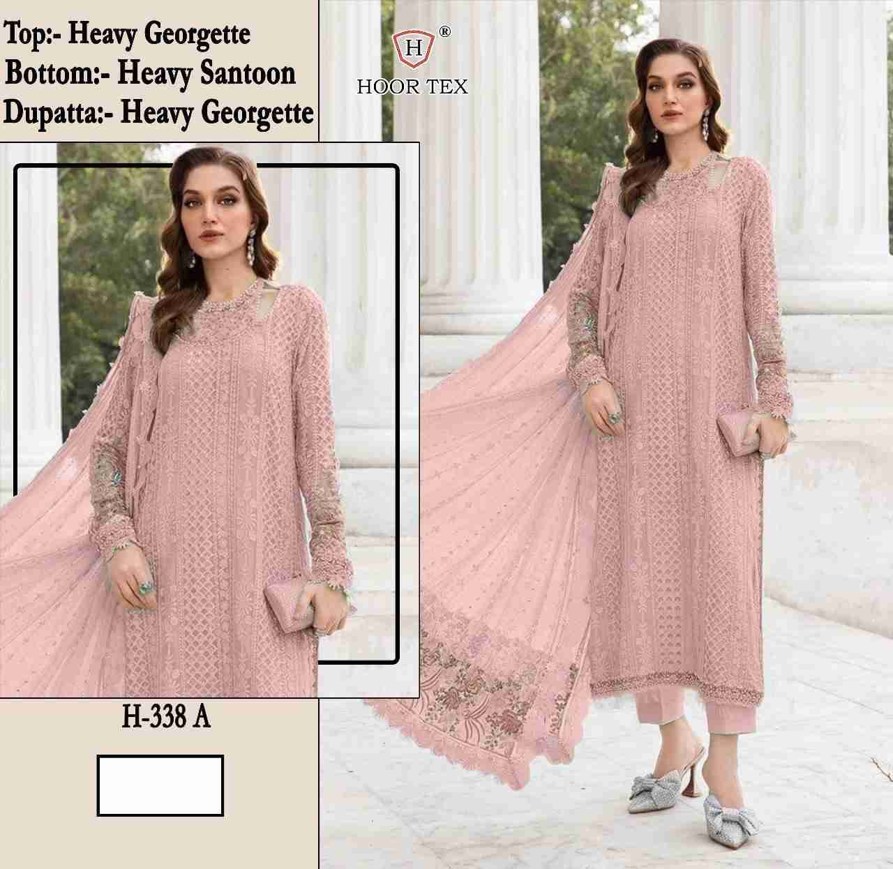 Hoor Tex Hit Design H-338 Colours By Hoor Tex H-338-A To H-338-D Series Designer Festive Pakistani Suits Collection Beautiful Stylish Fancy Colorful Party Wear & Occasional Wear Georgette With Embroidered Dresses At Wholesale Price