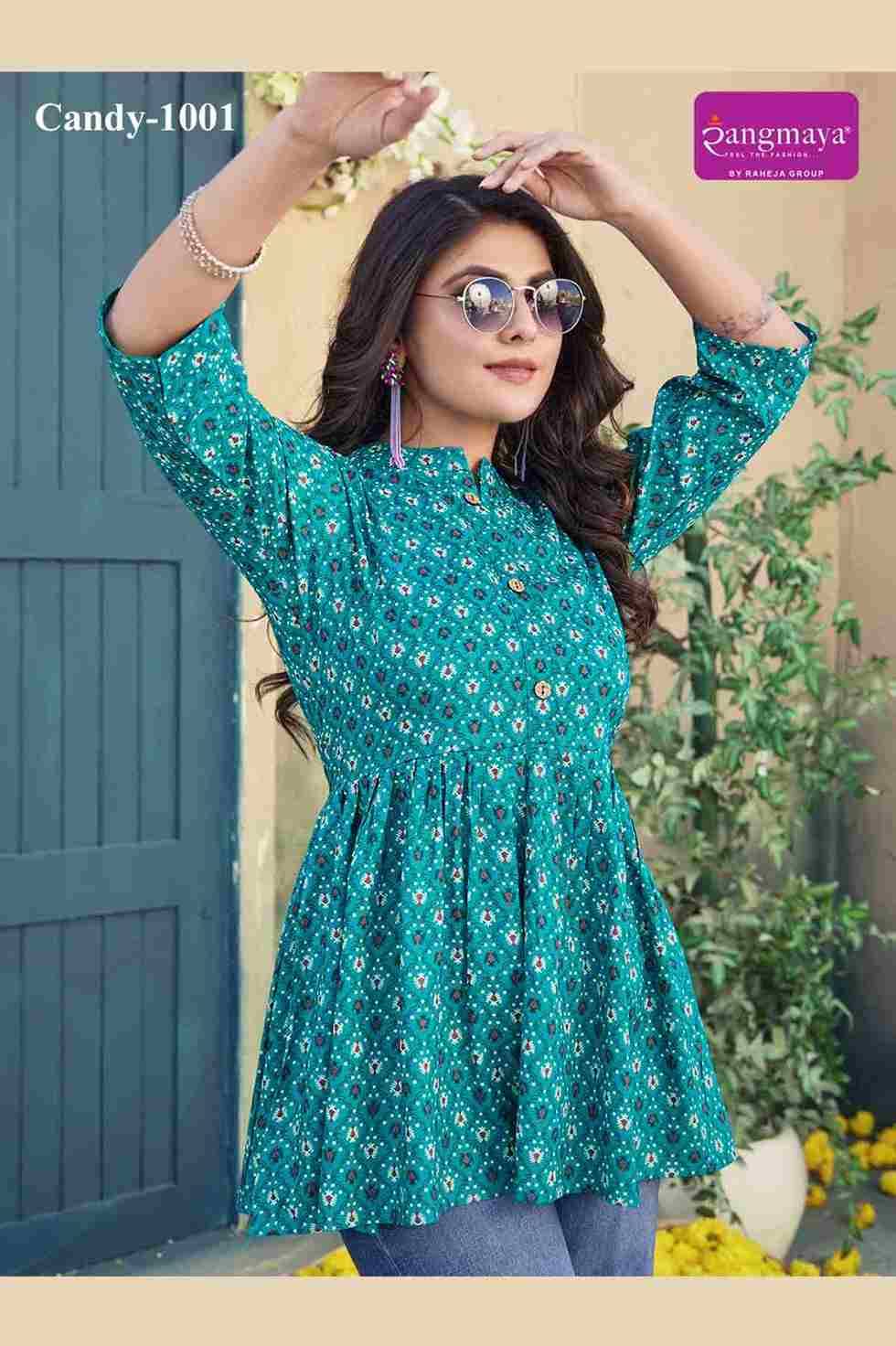 Candy Vol-10 By Rangmaya 1001 To 1008 Series Designer Stylish Fancy Colorful Beautiful Party Wear & Ethnic Wear Collection Rayon Print Tops At Wholesale Price