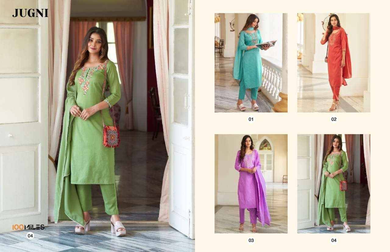 Jugni By 100 Miles 01 To 04 Series Designer Festive Suits Beautiful Fancy Colorful Stylish Party Wear & Occasional Wear Pure Cotton Dresses At Wholesale Price