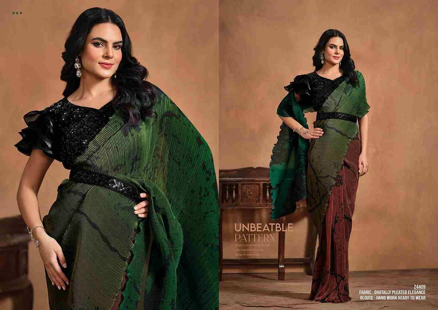 Adah By Mohmanthan Indian Traditional Wear Collection Beautiful Stylish Fancy Colorful Party Wear & Occasional Wear Pure Satin Silk/Crepe Silk Sarees At Wholesale Price