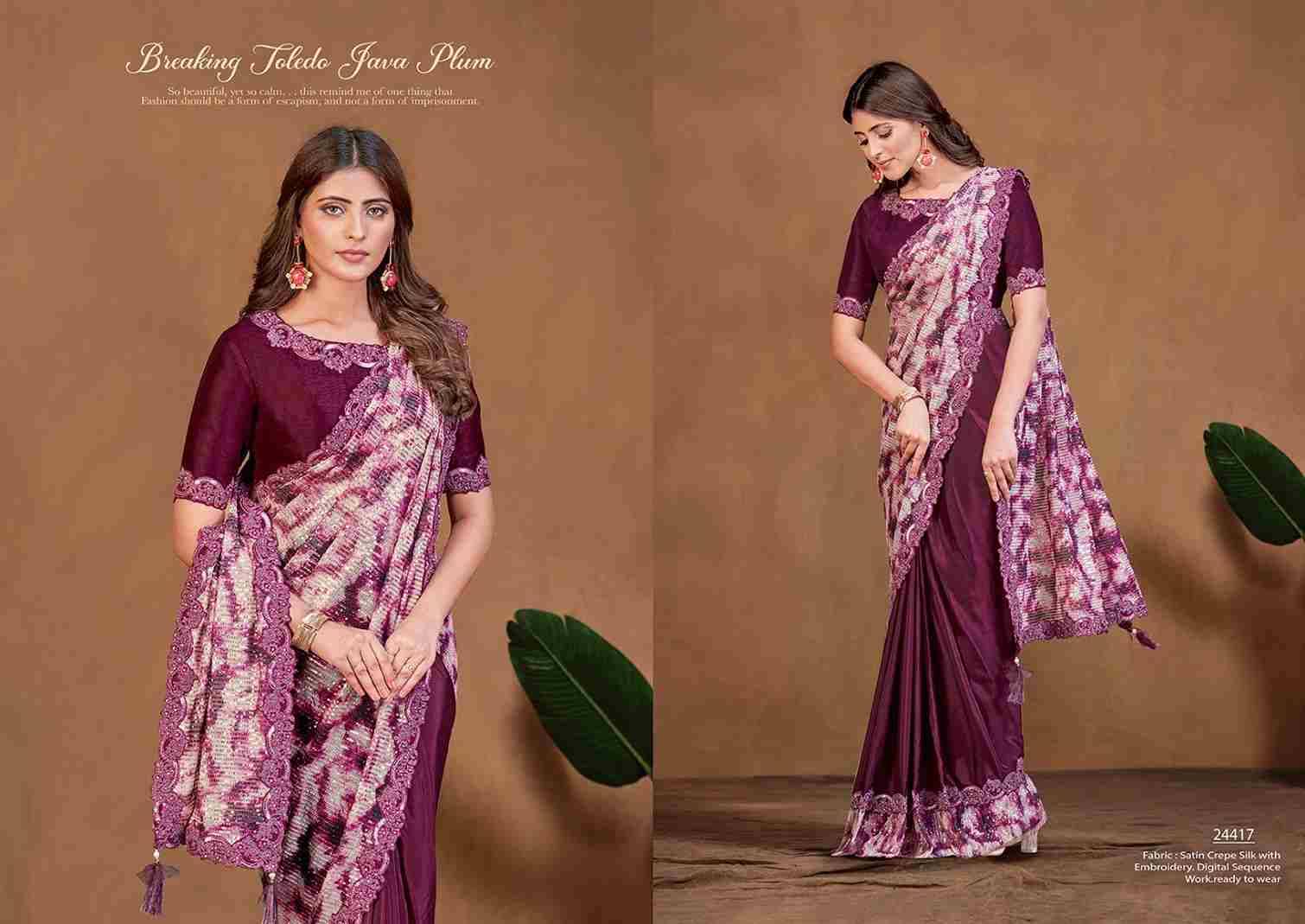 Adah By Mohmanthan Indian Traditional Wear Collection Beautiful Stylish Fancy Colorful Party Wear & Occasional Wear Pure Satin Silk/Crepe Silk Sarees At Wholesale Price