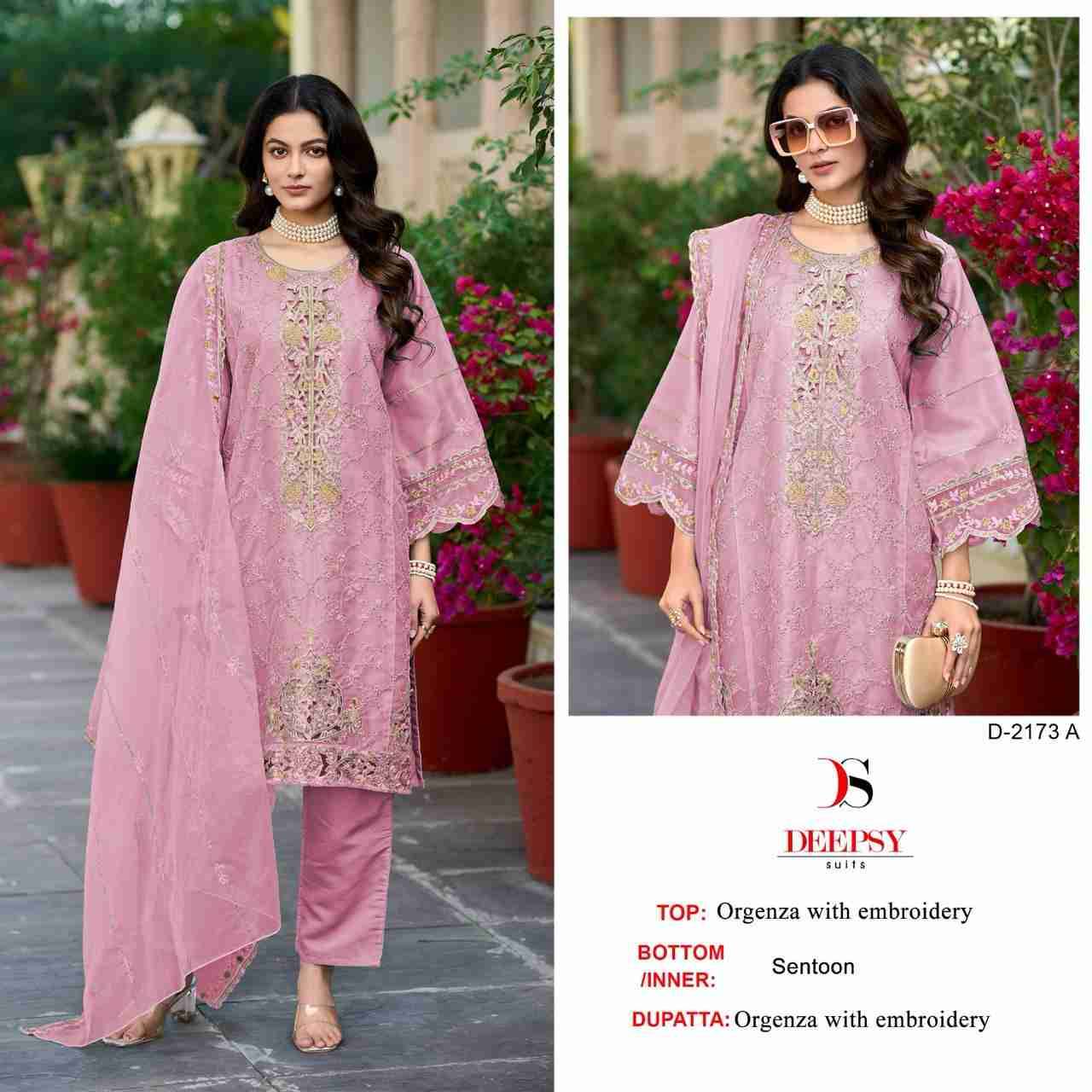 Deepsy Hit Design 2173 Colours By Deepsy Suits 2173-A To 2173-D Series Beautiful Pakistani Suits Colorful Stylish Fancy Casual Wear & Ethnic Wear Organza Embroidered Dresses At Wholesale Price