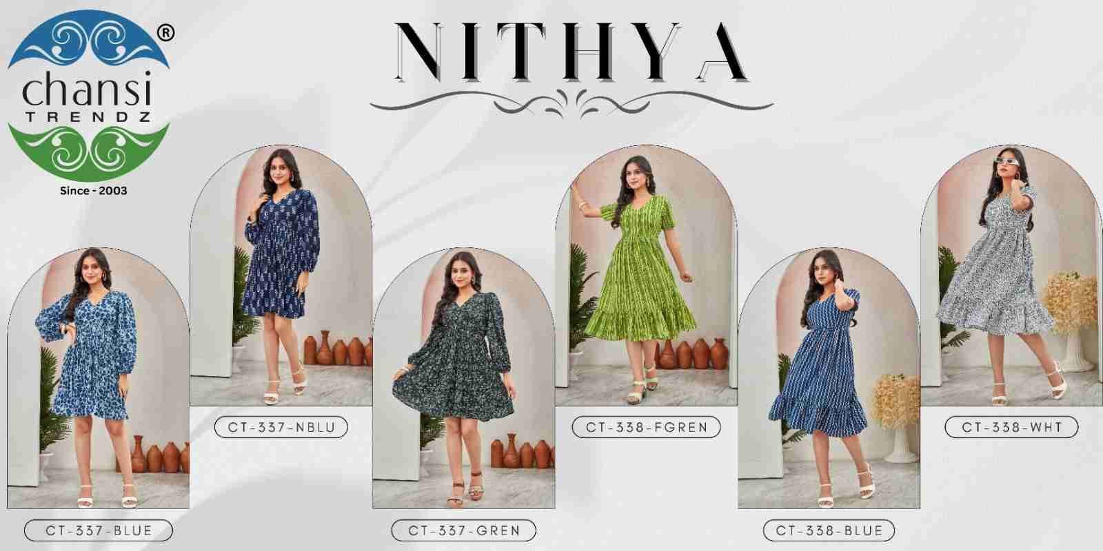 Nithya By Chansi Trendz 337-A To 338-C Series Designer Stylish Fancy Colorful Beautiful Party Wear & Ethnic Wear Collection Rayon Kurtis At Wholesale Price