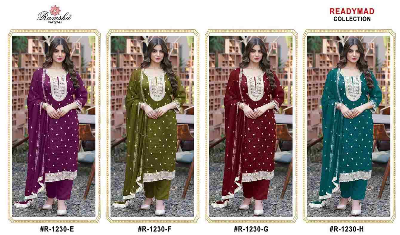 Ramsha 1230 Colours Vol-2 By Ramsha 1230-E To 1230-H Series Designer Pakistani Suits Beautiful Fancy Colorful Stylish Party Wear & Occasional Wear Silk Embroidered Dresses At Wholesale Price